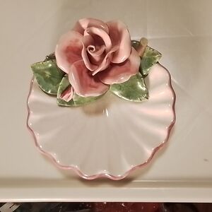Pink Rose Decorative Jewelry Plate
